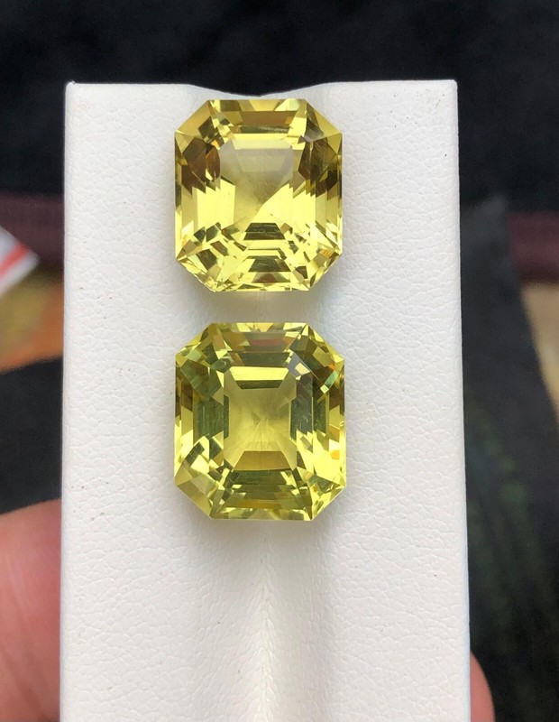 19.95 Ct Natural Lemon Quartz Pairs Cushion Shape loose Gemstone From Africa gallery