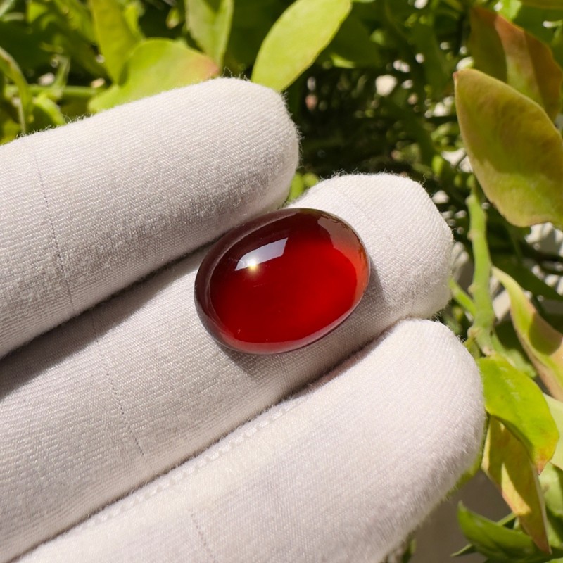 Amazing Natural Hessonite Garnet Oval Cabochon 18.5x14x6 mm, 16.5 Carats Approx. gallery