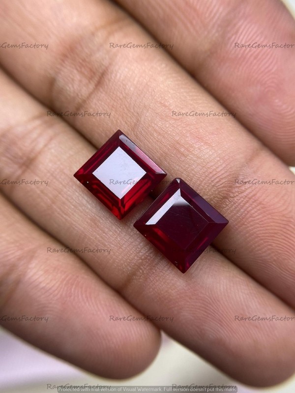 Garnet Quartz Square Cut Gemstone for Deep Red Bright Elegant Jewelry Designs