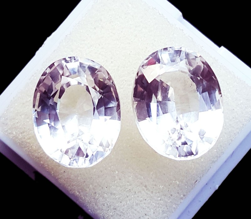 Natural White Sapphire Oval Shape 8 to 10 Ct Certified Pair Loose Gemstone H53 gallery
