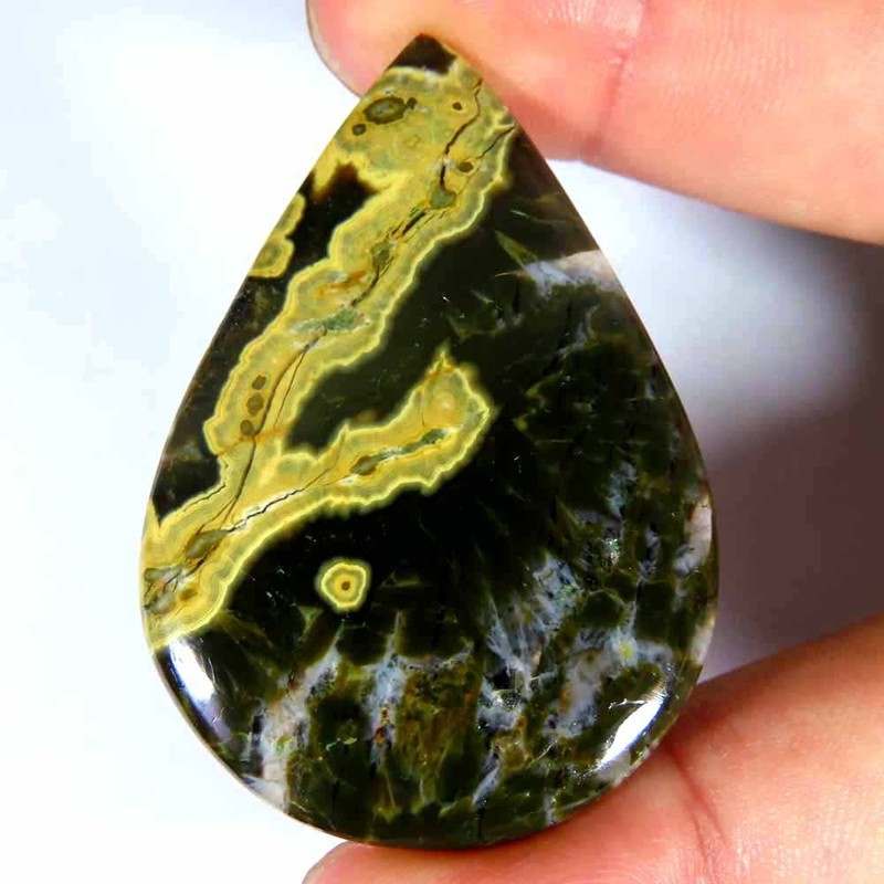 53.90Cts. 100% Natural Ocean Jasper Loose Gemstone 33x49x4mm Pear Super Cabochon