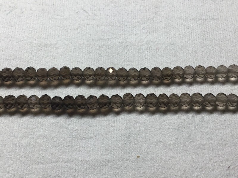 FINEST, Shaded Smoky Quartz-Light-medium,3MM FACETED ROUND BEADED STRAND,16inch. gallery
