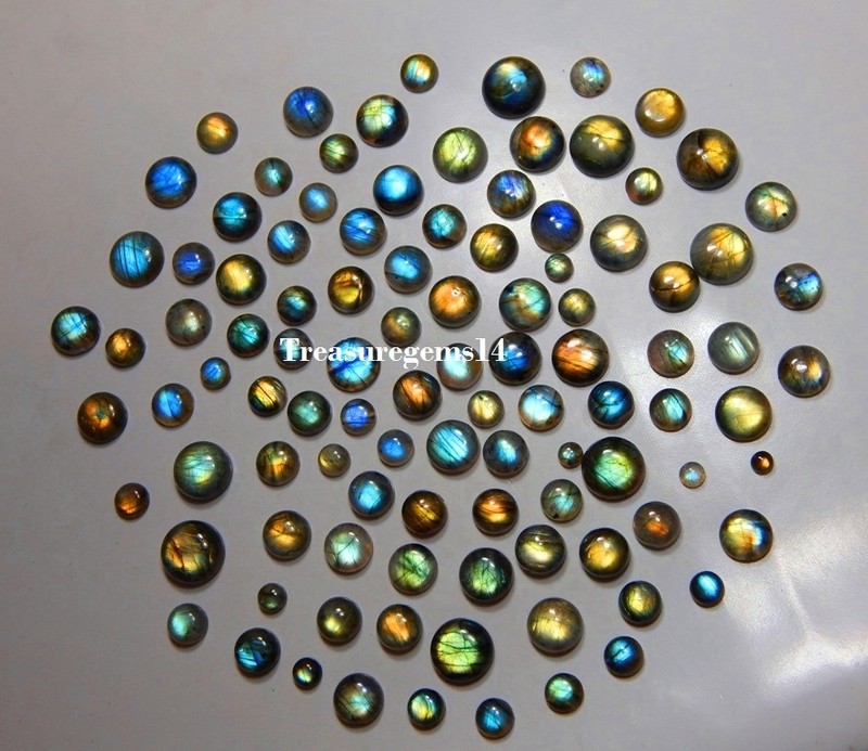 Labradorite Calibrated Round 150ct Wholesale Lot Natural Multi Cabochon Gemstone gallery