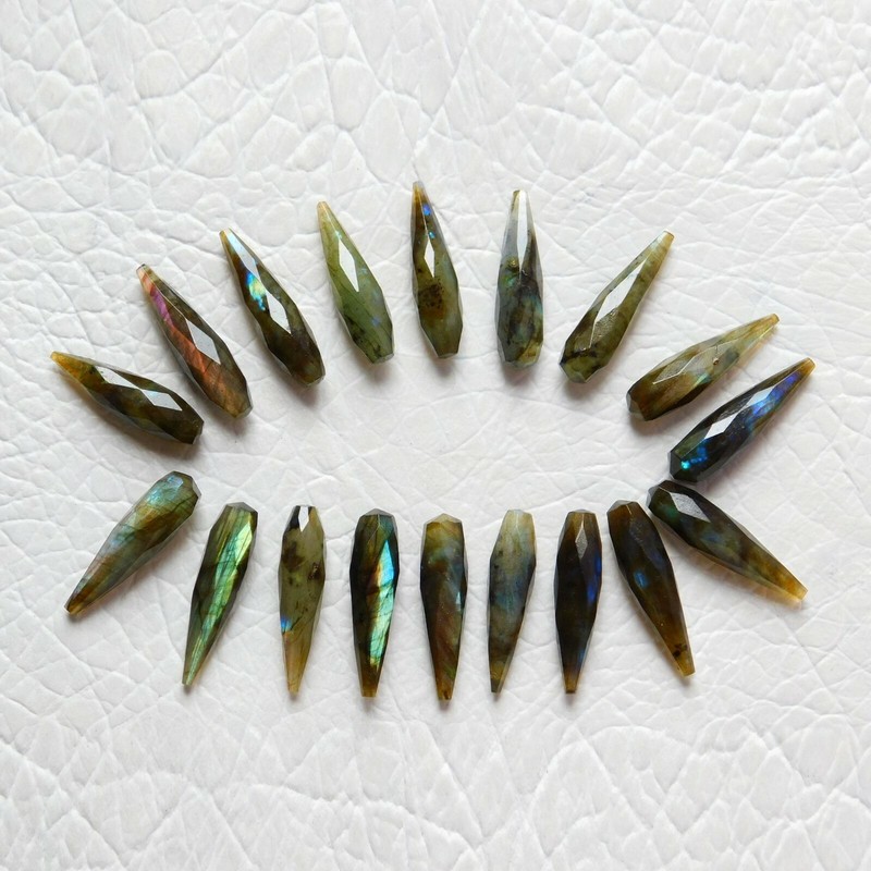 Natural Labradorite Briolette Teardrops Undrilled Loose 31×8 mm Gemstone 2 Pc