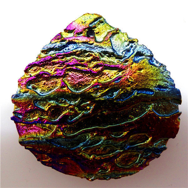 3PCS Titanium Crystal Agate Druzy Quartz Geode stone Pendant Bead 40*40*6mm