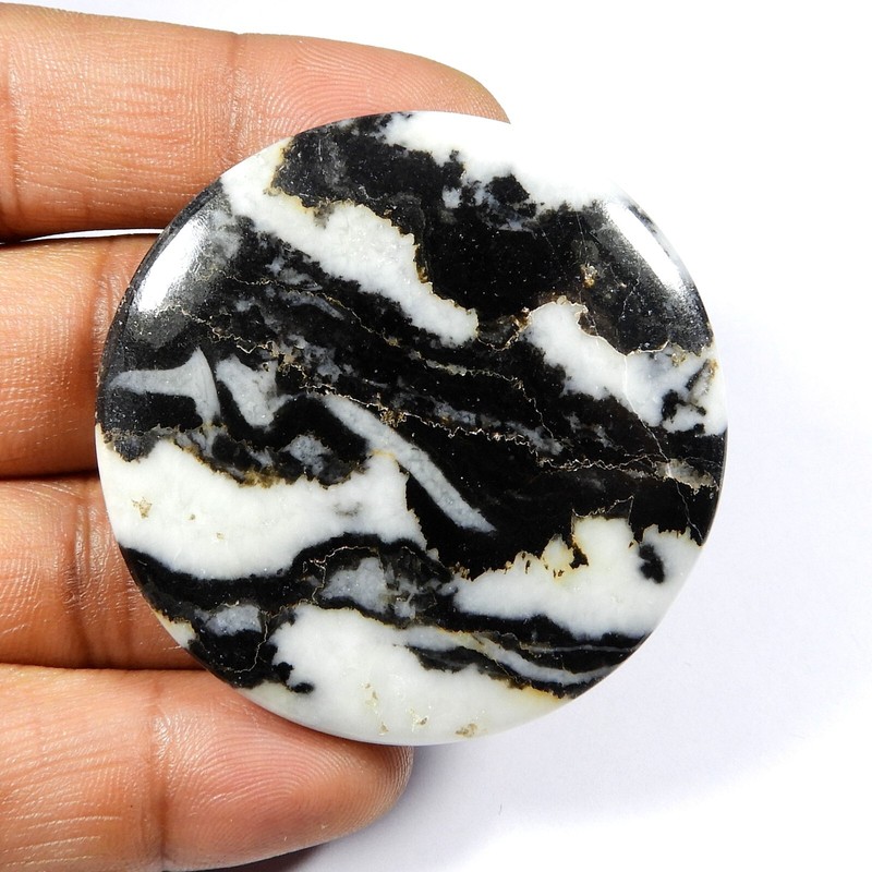 Natural White Black Buffalo Turquoise Gemstone Cabochon Round Shape 132Ct #10908