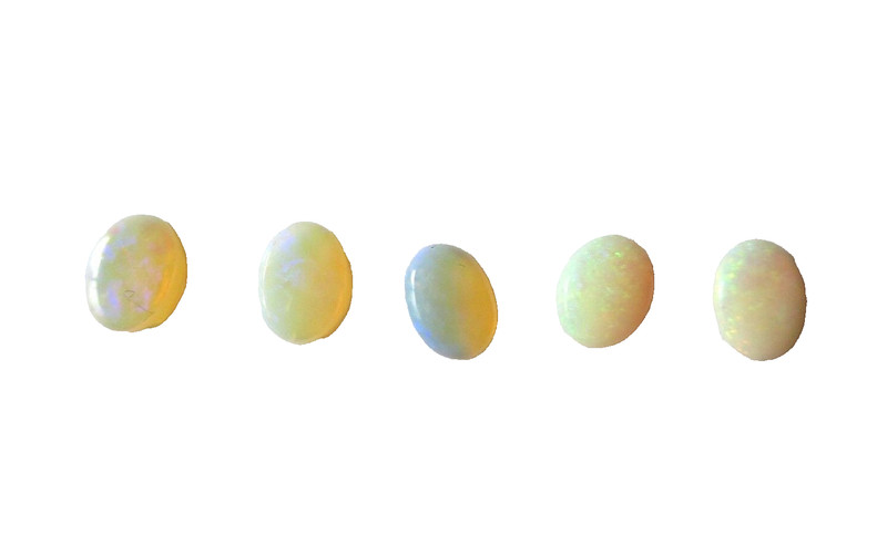 SET OF 5 SOLID WHITE OPAL LOOSE STONES 8 X 6 BLUE, GREEN, ORANGE gallery
