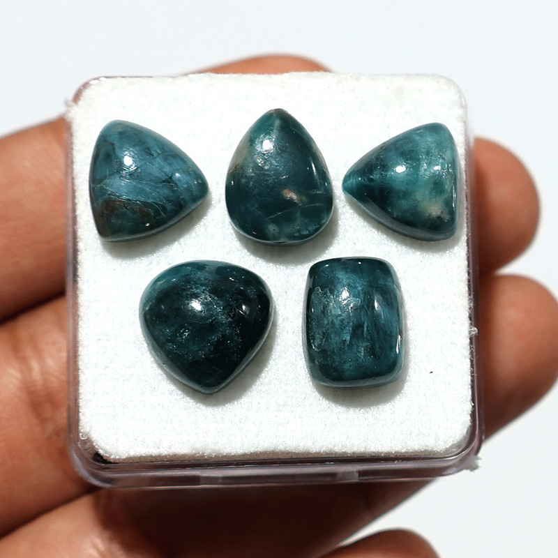 Rare 5 PC Natural Grandidierite Ocean Blue 10.4mm-12mm Cabochon Gemstones Parcel