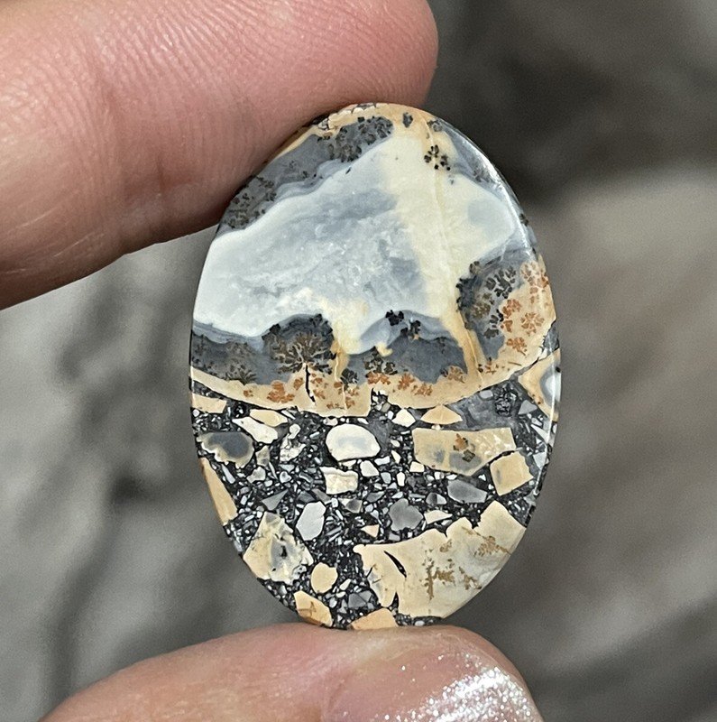 32×22.5x5mm Picture Maligano Jasper Oval Cabochon Loose Stone Wire Wrapping