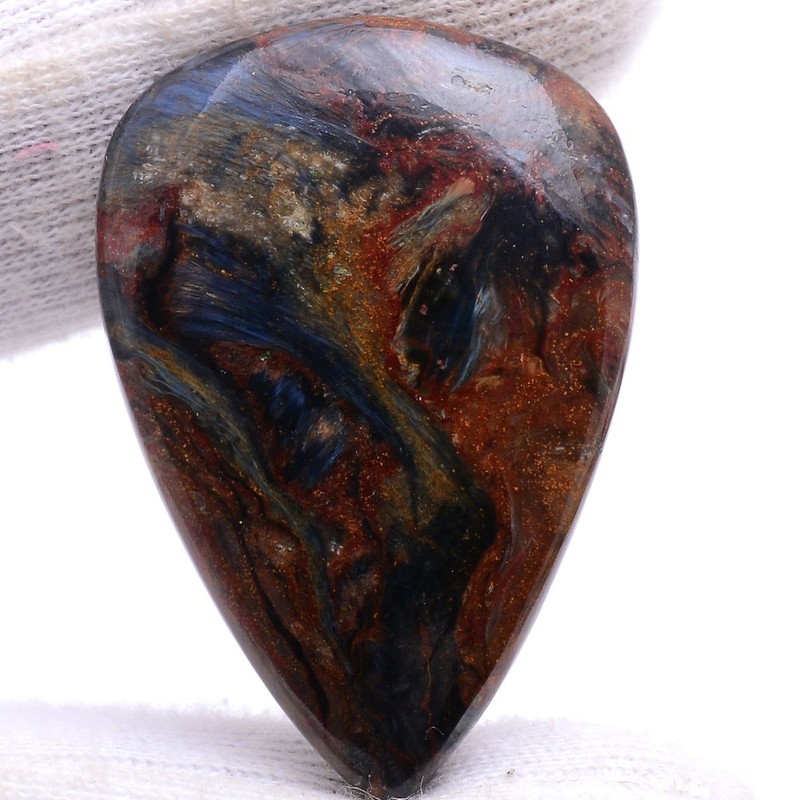 65 Cts Natural Pietersite Top Grade 40.88mmx28mm Pear Cabochon Loose Gemstone