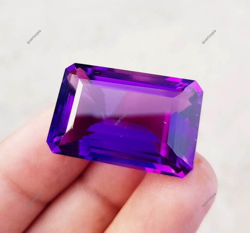 50 Cts Plus Certified Natural Amethyst Purple Radiant Cut Loose Gemstone, Brazil gallery