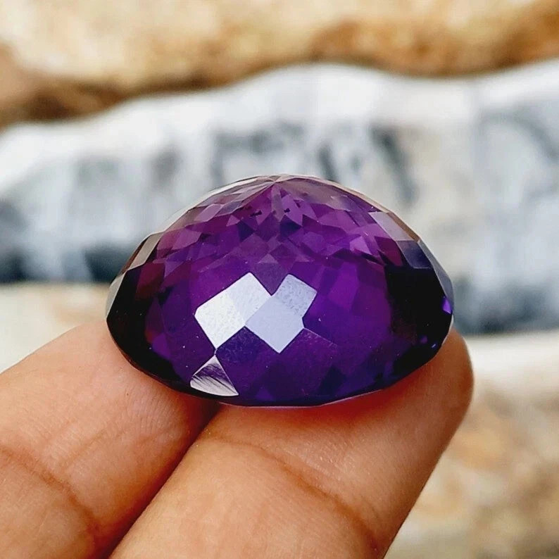 45-47 Ct Rare Natural Deep Purple Sapphire Round Cut Certified Loose Gemstone gallery