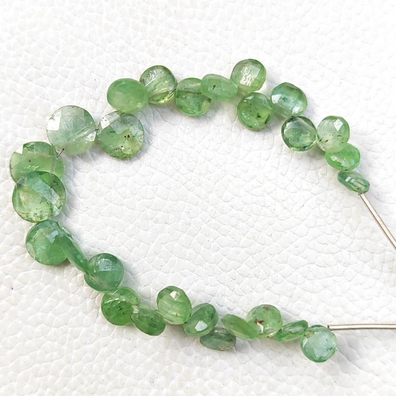 Natural Mint Green Kyanite Gem 6 to 8 mm Faceted Coin Shape Beads 5 Inch Strand gallery