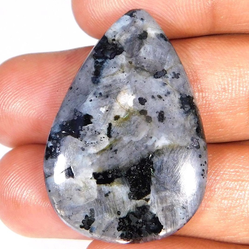 Natural Power Larvikite 33.00Cts. Pear Cabochon Loose Gemstone