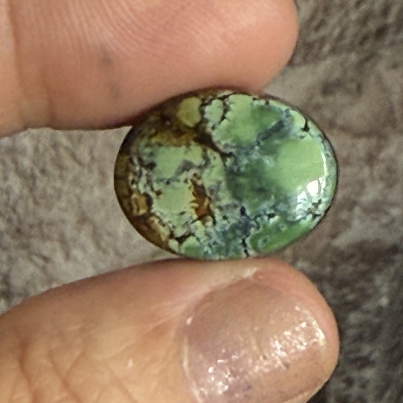 14.10ct 18.7c14.7x6.5mm Green Qingu Mine Turquoise Oval Cabochon Backed Stone gallery
