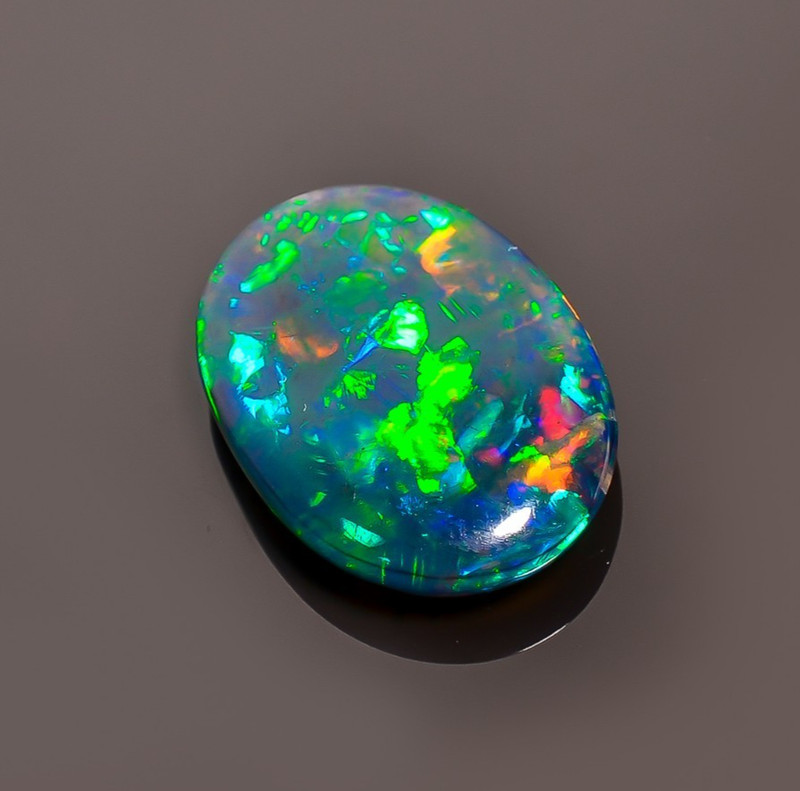 6.34 Ct Natural Black Ethiopian Opal Oval Shape Cabochon Loose Gemstone 18X13X4