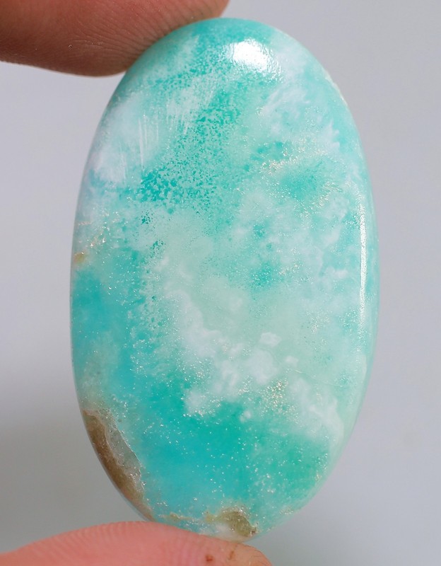 45 Ct 5X23X40 mm Natural Aqua Blue Aragonite Oval Cabochon Gemstone HO-76