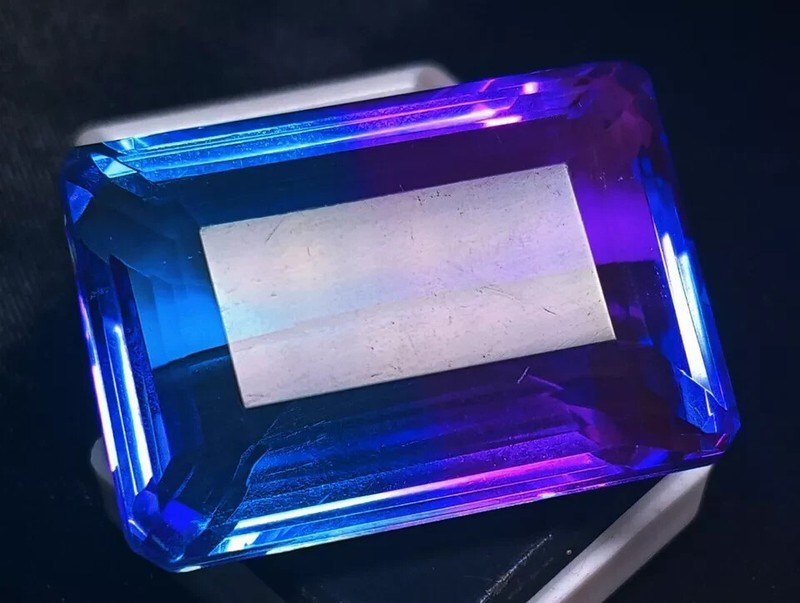Stunning Tourmaline Bi-Colour Emerald Cut 100 Ct Loose EGL Certified Gemstone