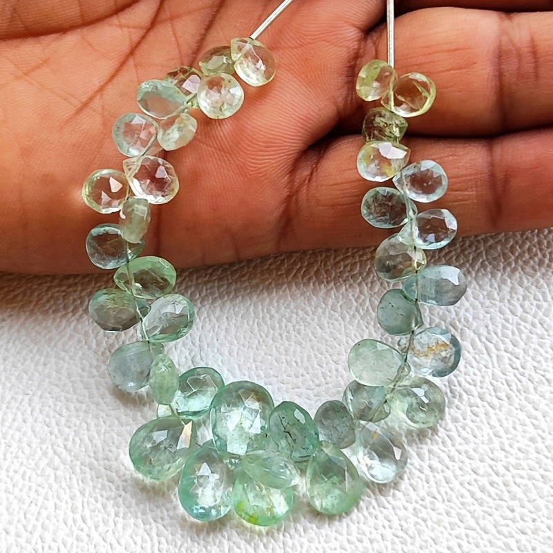 Brazil Aquamarine Faceted Pear Beads 8x6mm to 13x9mm Gemstone 6" Strand gallery
