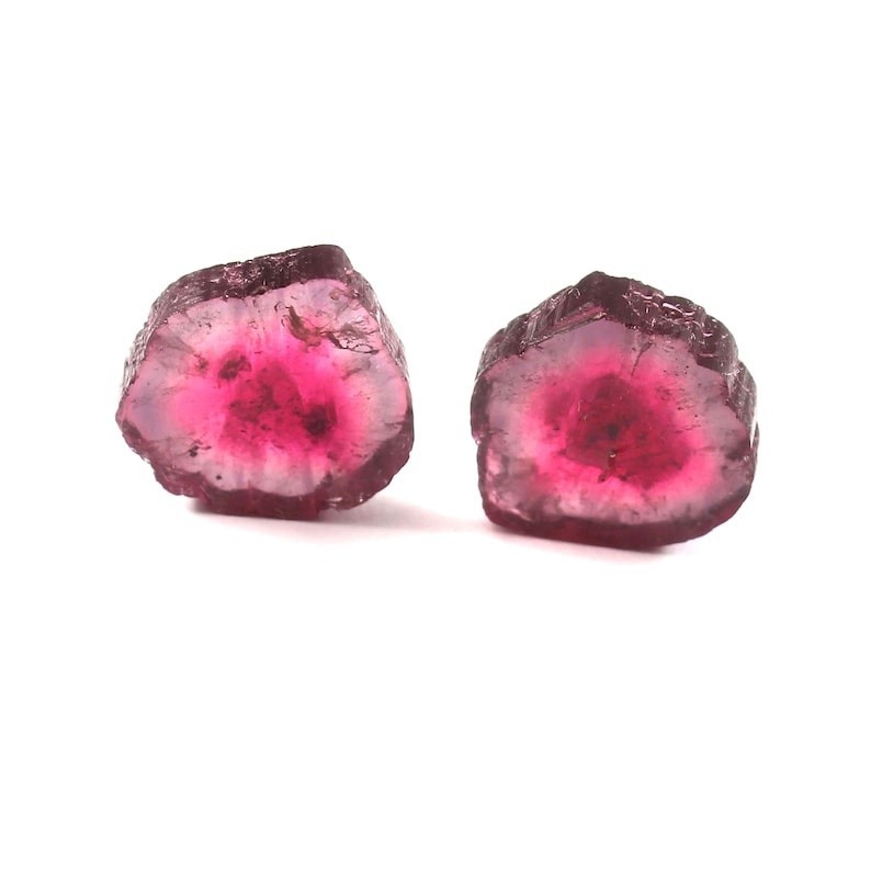 Loose Gemstone Natural Watermelon Tourmaline Smooth Polished Slices A377