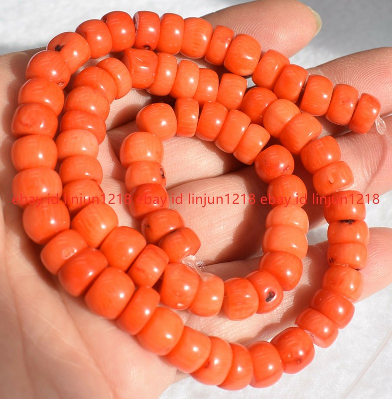 Natural 6X10mm Orange Coral Cylinder Gemstone Beads Loose Beads 15″ AAA++