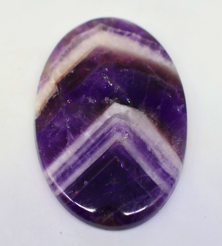 98 Ct 7X33X50 mm Natural Chevron Amethyst Agate Oval Cabochon Gemstone PB-11