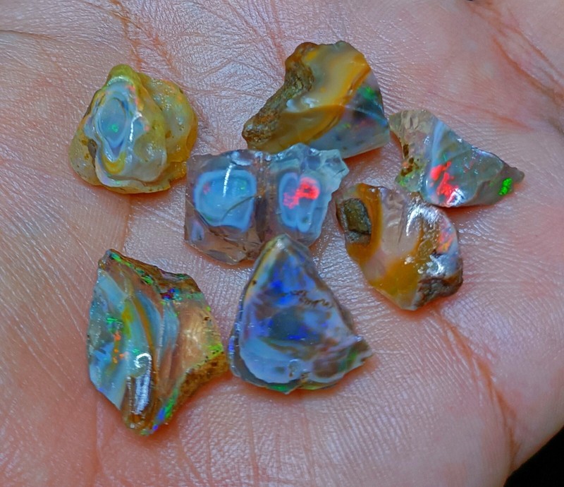 AAA Quality, 70 Carat Lot, 7 Pieces, Natural Ethiopian Opal Rough, Jewellery.