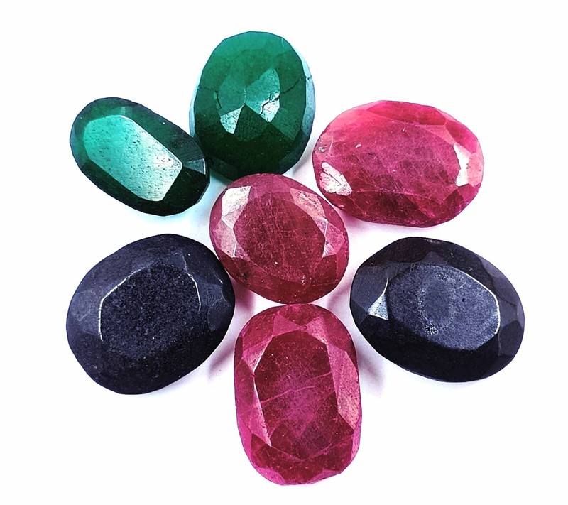 Ruby Emerald &Sapphire Natural IGL Loose Gems Oval Cut Stone 100 Ct LOT 5S