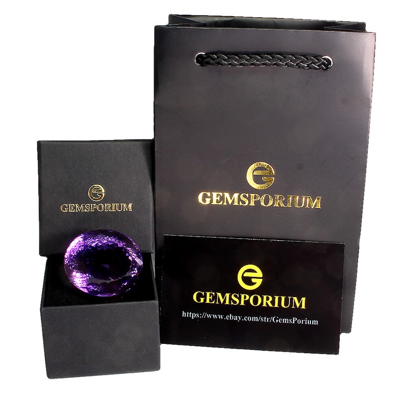 Free Certificate Museum Size VVS 183 Ct 37x31mm Oval Cut Purple Amethyst Uruguay gallery