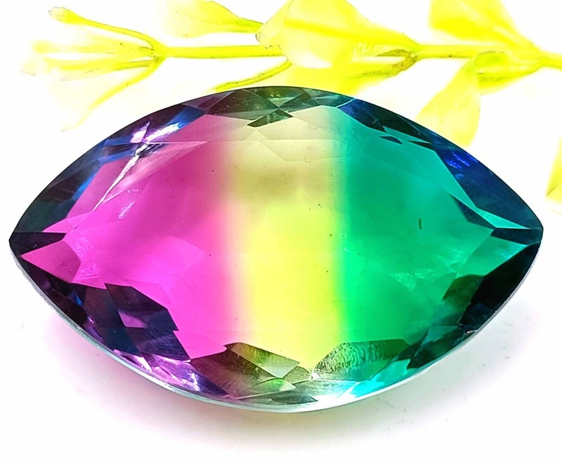 121 CARAT BI-COLOR AMETRINE MARQUISE SHAPE CERTIFIED LOOSE GEMSTONE+1 Free Gift
