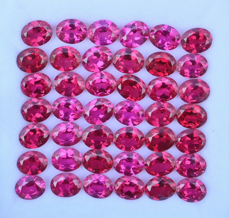 134.50 Ct Natural Mogok Pink/Red Ruby Certified 42 Pcs Oval Cut Loose Gemstone