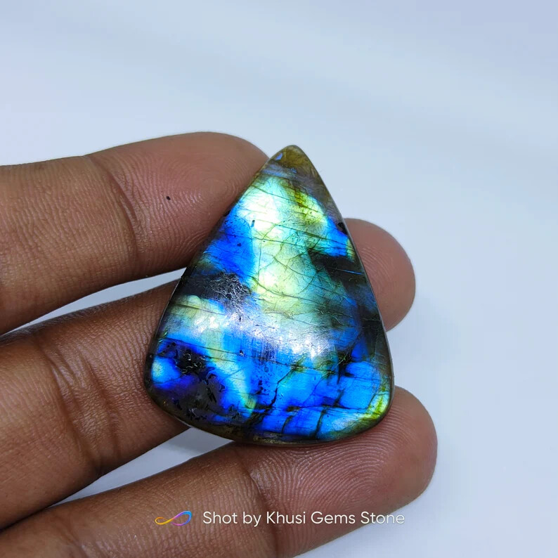 39X31mm AAA+ Natural Fire Labradorite Pear Cabochon Loose Gemstone Jewelry Make
