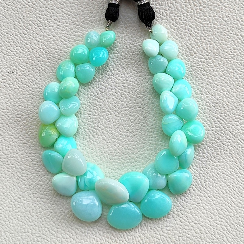 Peruvian Blue Opal Smooth Heart Beads 7-13mm Gemstone Beads 7″ Strand