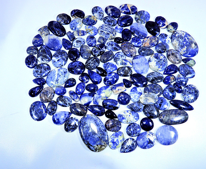 2000Cts. Natural Blue Sodalite Mix Cabochon Loose Gemstone Wholesale 50Pcs Lot