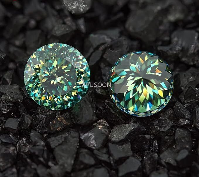 1~3ct VVS1 Green Portuguese Excellent Cut Round Moissanite Loose Gemstones &GRA gallery