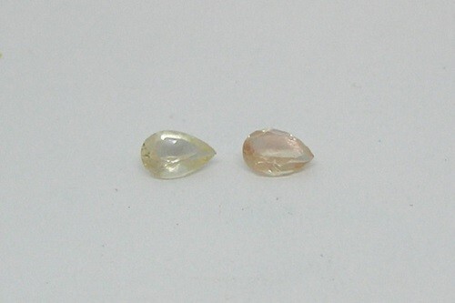 Two Faceted Loose Oregon Sunstones, 6 X 4.25 and 6 X 5 mm Pears, .90 Carats