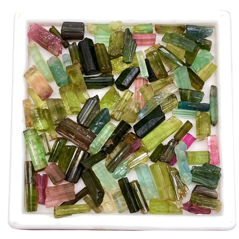 104 Pcs Natural Tourmaline 6-14mm Multi Color Rough Stick Loose Gemstones Lot gallery