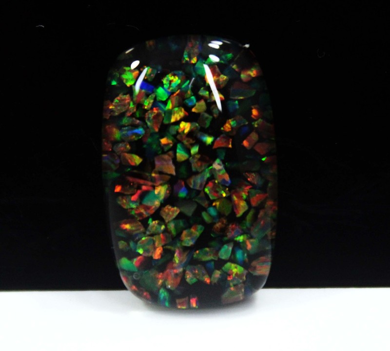 15 Ct Natural Australian Fire Opal Cushion Doublet Black Shin Gemstone Certified
