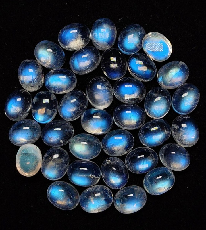 8A Quality Rainbow Moonstone Amazing Blue Falshy Fire Oval 8x10MM gallery