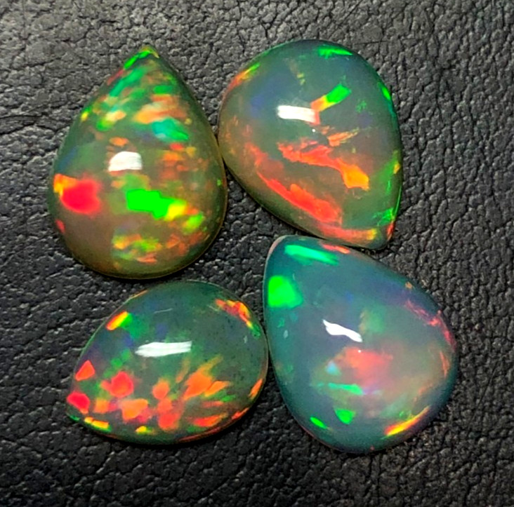 Natural White Opal Pear Cabochon Ethiopian Fire Opal Loose Gemstone 4.05 Cts
