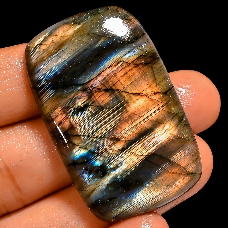 100% Natural Labradorite Radiant Shape Cabochon Gemstone 63 Ct 42X26X5mm UG-6842