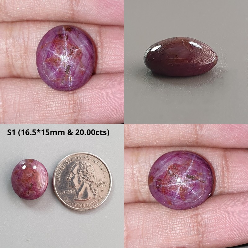 Natural Star Ruby Purple 6Ray Star Ruby Gemstone Cabochon Oval ,Hexagon Shape