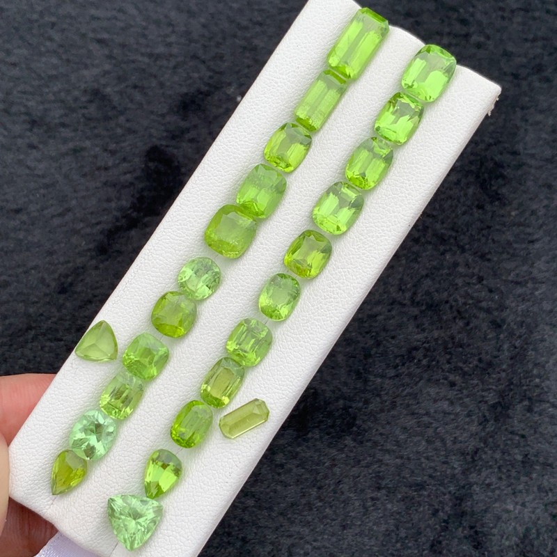 Natural Peridot Lot 40 Ct Mixed Cuts Green Loose Gemstones Pakistan 24 Pcs gallery