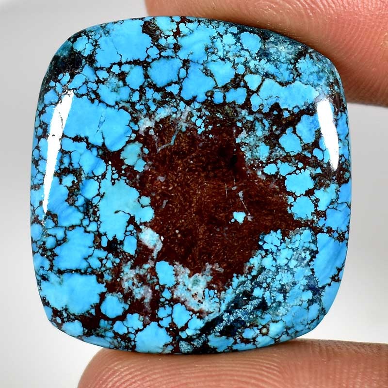 Natural Tibet Turquoise Cushion Cabochon Gemstone 36.40Cts. 26mm. 28mm. 05mm.