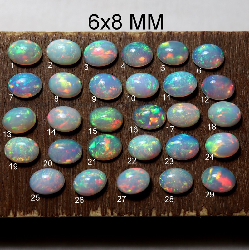 6×8 mm Natural AAAA Ethiopian Welo Opal Flashy Multi Color Play Oval Cabochon