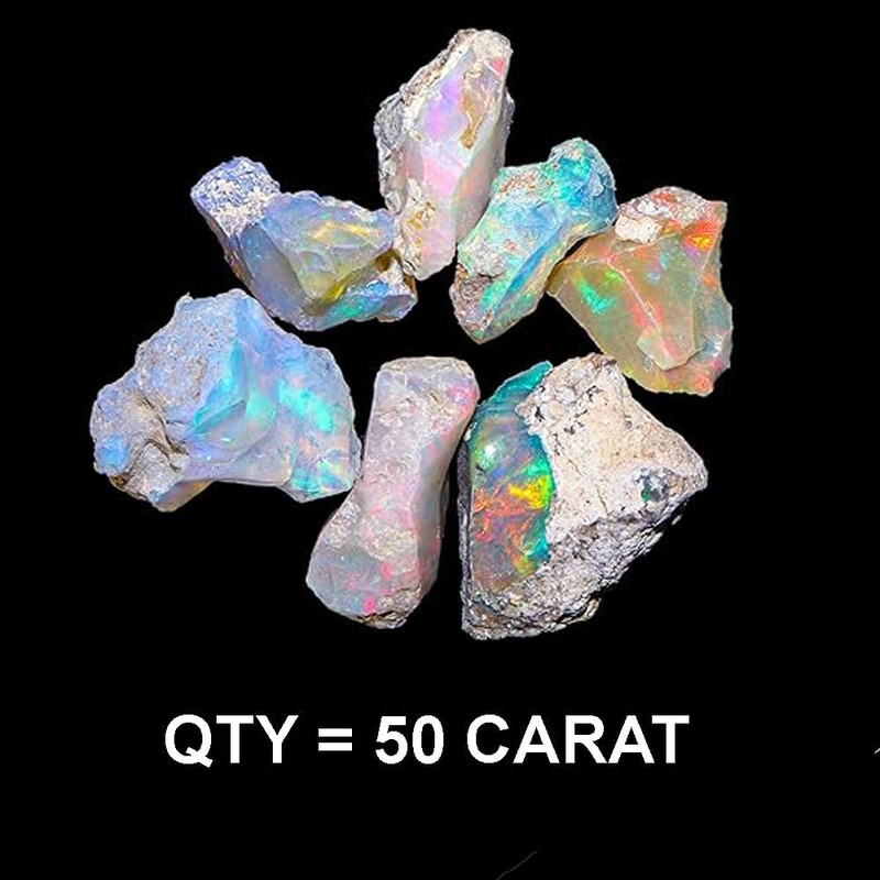 Natural 50+ Cts AA+ Raw Ethiopian Opal Rough Gemstones Lot Multi Fire Welo Opal gallery