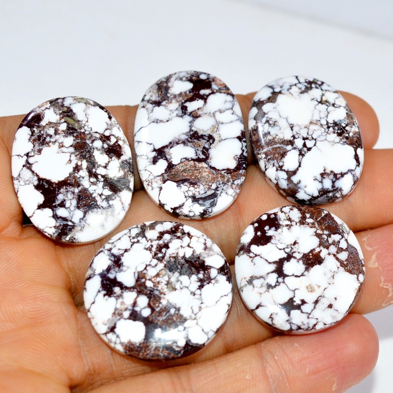5 Pcs 149 Cts Natural Wild Horse Jasper Cabochon Gemstone 32×20 22x22mm #R-15417
