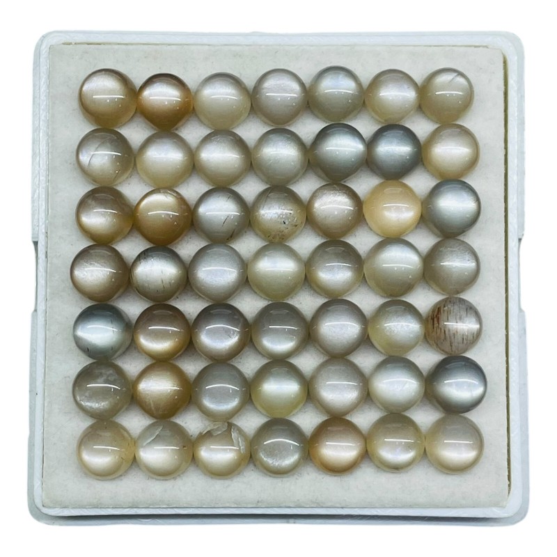 50 Pcs Natural Moonstone 7mm Round Stunning Gray Loose Gemstones Sri Lankan Lot