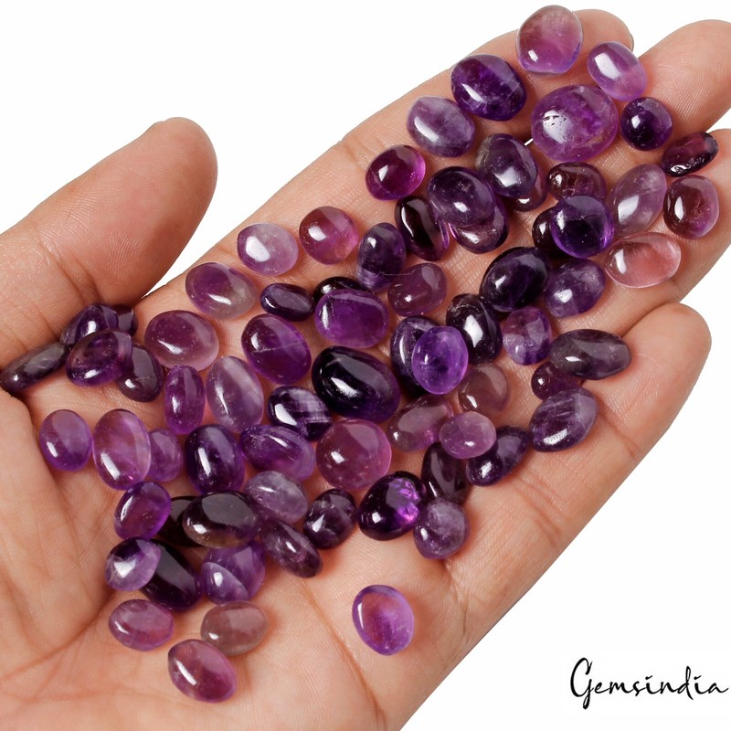 300 Cts/74 Pcs Natural Brazilian Purple Amethyst Mix Cab Loose Gems For Jewelry