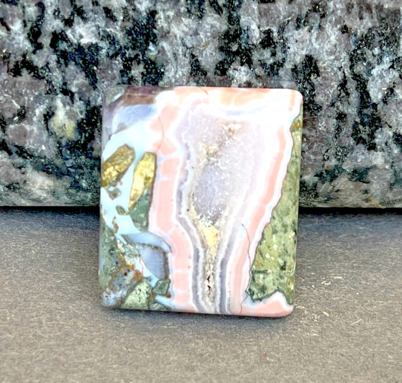 Rare Amethyst Lace Agate Druzy Cabochon With Pyrite 55Ct Natural Gemstone gallery